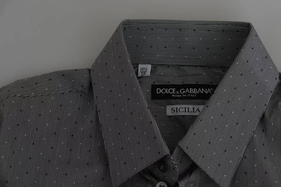 Dolce & Gabbana Gray SICILIA Dotted Semi Fitted Formal Shirt | Regal Royce