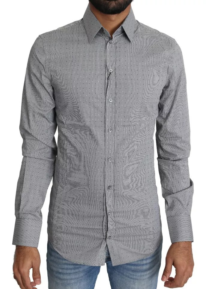 Dolce & Gabbana Gray SICILIA Dotted Semi Fitted Formal Shirt | Regal Royce