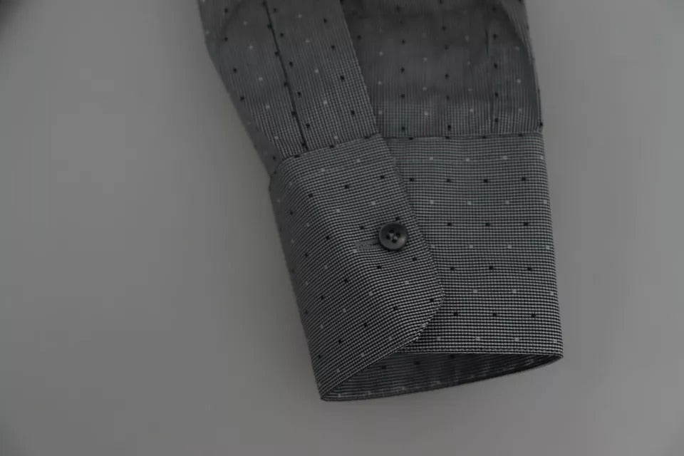 Dolce & Gabbana Gray SICILIA Dotted Semi Fitted Formal Shirt | Regal Royce