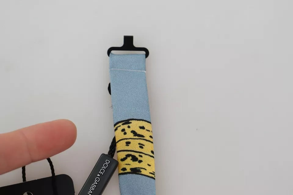 Dolce & Gabbana Light Blue Banana Print Silk Men Neck Bow Tie | Regal Royce