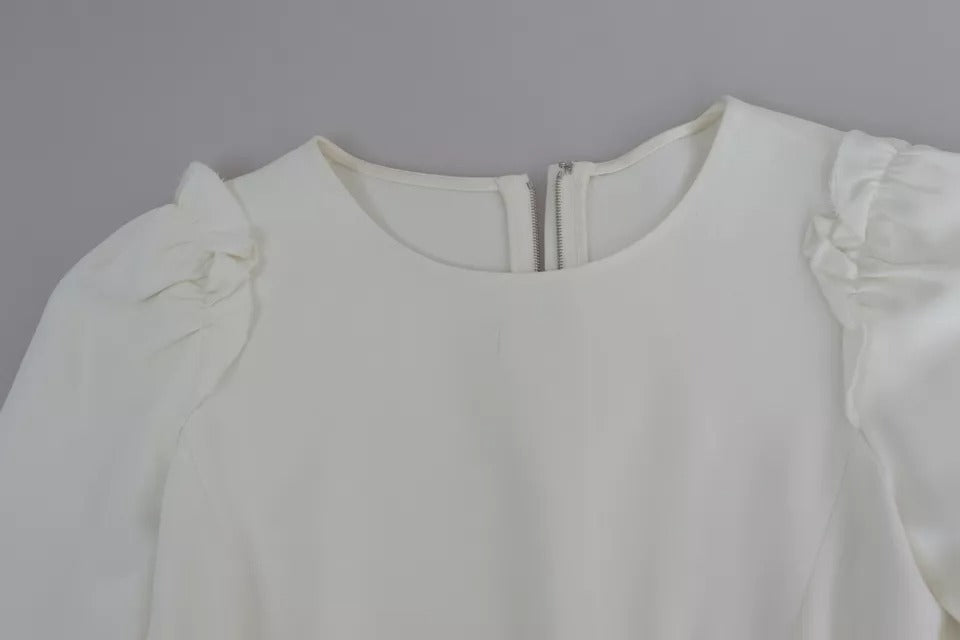 Dolce & Gabbana White Viscose Stretch Short Sleeves Blouse Top | Regal Royce