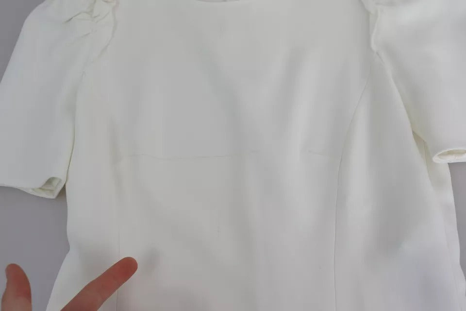 Dolce & Gabbana White Viscose Stretch Short Sleeves Blouse Top | Regal Royce