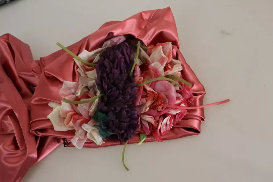 Dolce & Gabbana Pink Draped Midi Flower Applique Dress | Regal Royce