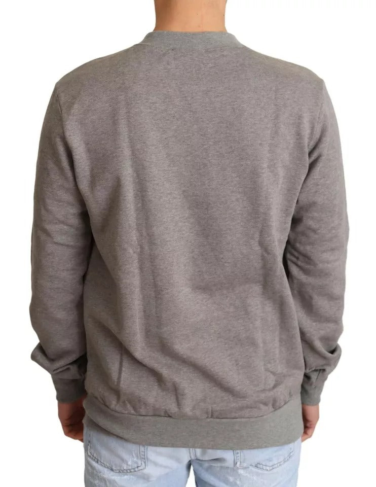 Dolce & Gabbana Gray Crown King Cotton Pullover Sweater | Regal Royce