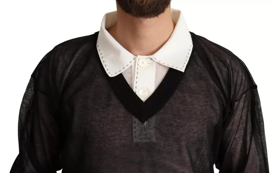 Dolce & Gabbana Black White Shirt One Piece Pullover Sweater | Regal Royce