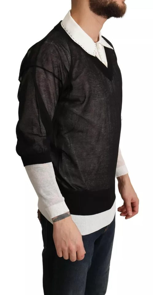 Dolce & Gabbana Black White Shirt One Piece Pullover Sweater | Regal Royce
