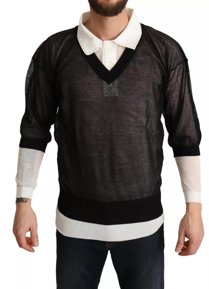Dolce & Gabbana Black White Shirt One Piece Pullover Sweater | Regal Royce