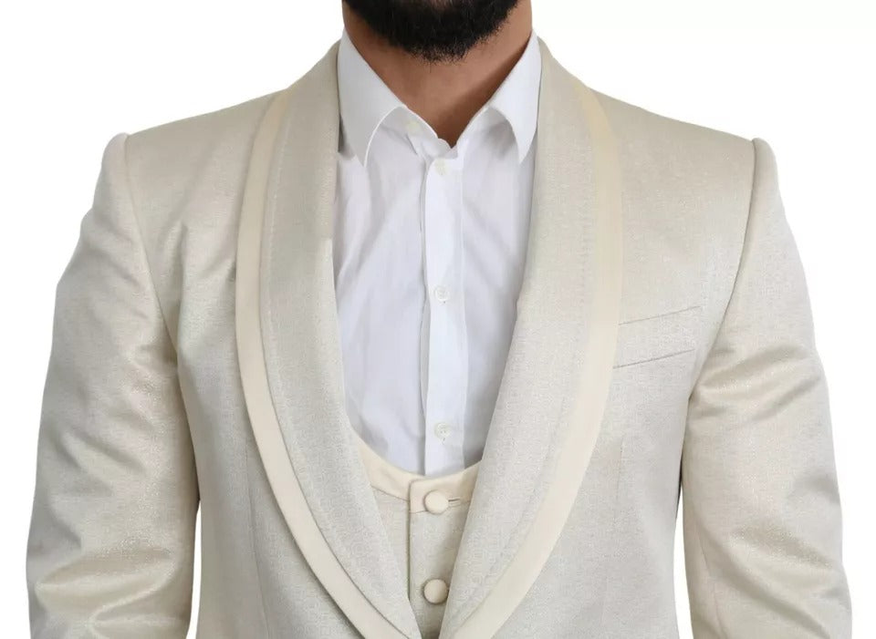 Dolce & Gabbana Beige Wool Crème 3 Piece SICILIA Shawl Suit | Regal Royce