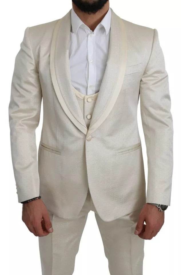 Dolce & Gabbana Beige Wool Crème 3 Piece SICILIA Shawl Suit | Regal Royce
