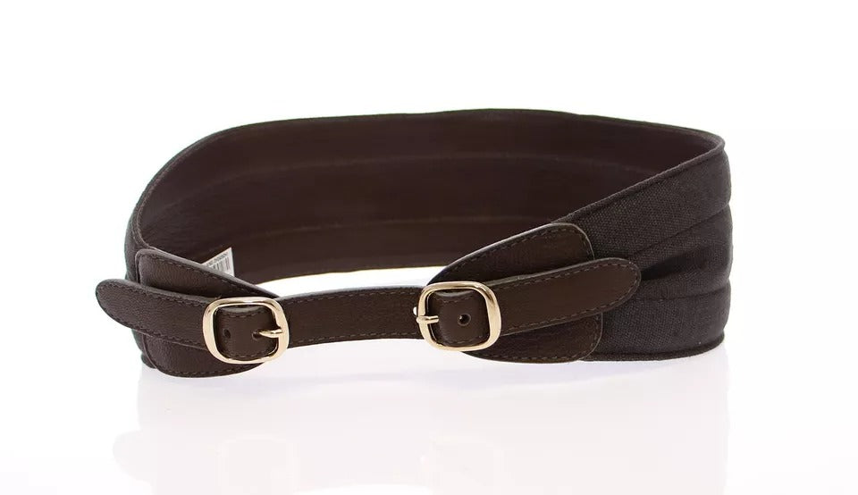 Dolce & Gabbana Brown D&G Leather Linnen Logo Belt | Regal Royce