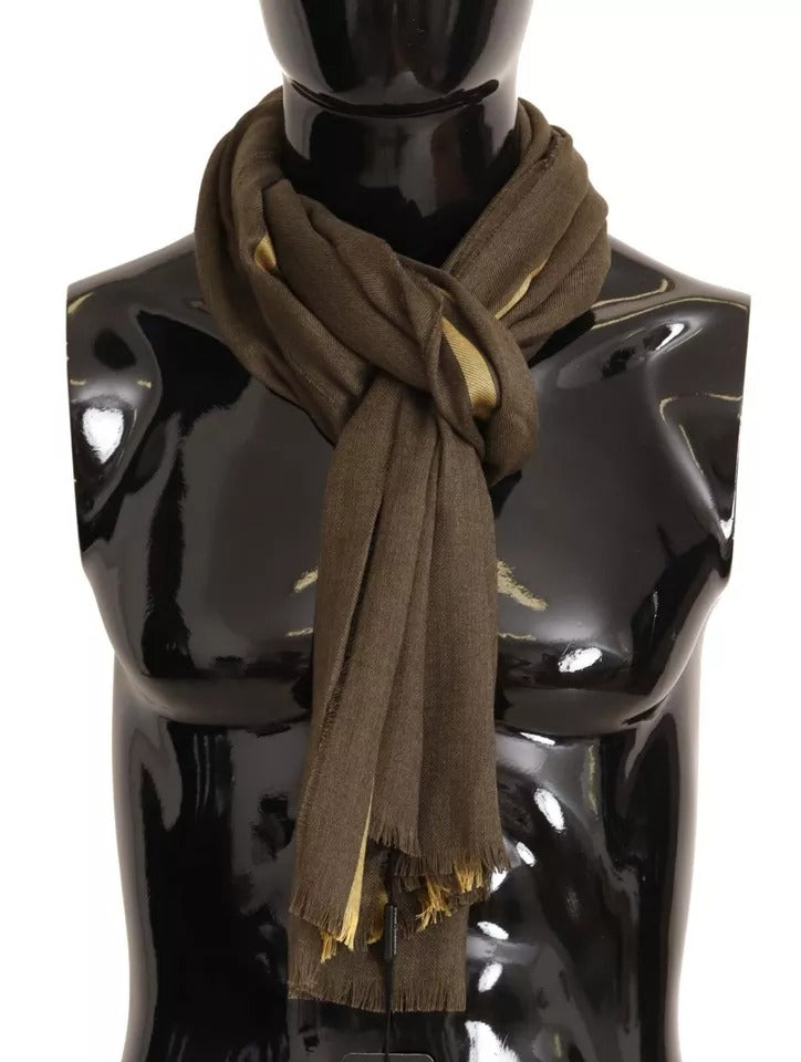 Dolce & Gabbana Green Striped Cashmere Wrap Fringes Scarf | Regal Royce