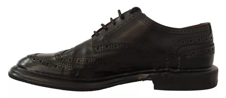 Dolce & Gabbana Black Perforated Leather Lace Up Derby Shoes | Regal Royce