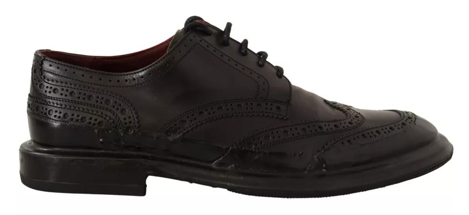 Dolce & Gabbana Black Perforated Leather Lace Up Derby Shoes | Regal Royce