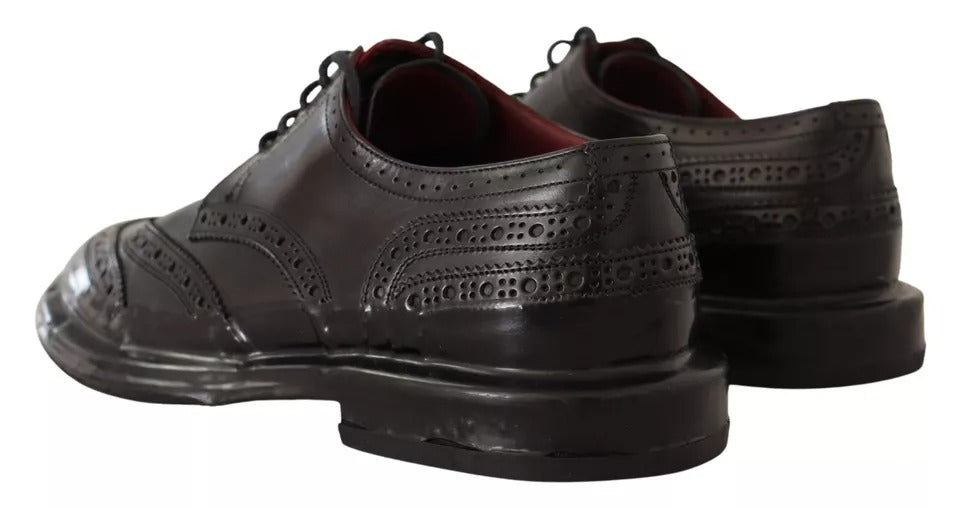 Dolce & Gabbana Black Perforated Leather Lace Up Derby Shoes | Regal Royce