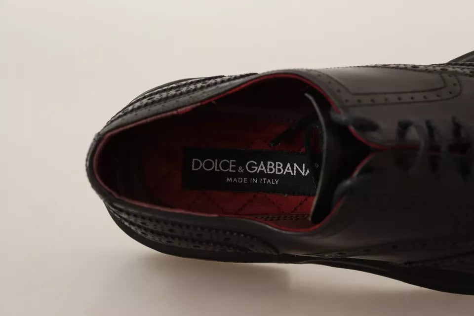 Dolce & Gabbana Black Perforated Leather Lace Up Derby Shoes | Regal Royce