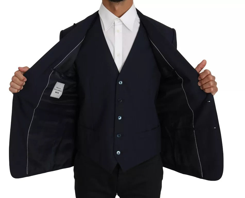Dolce & Gabbana Blue Wool MARTINI Blazer Vest 2 Piece | Regal Royce