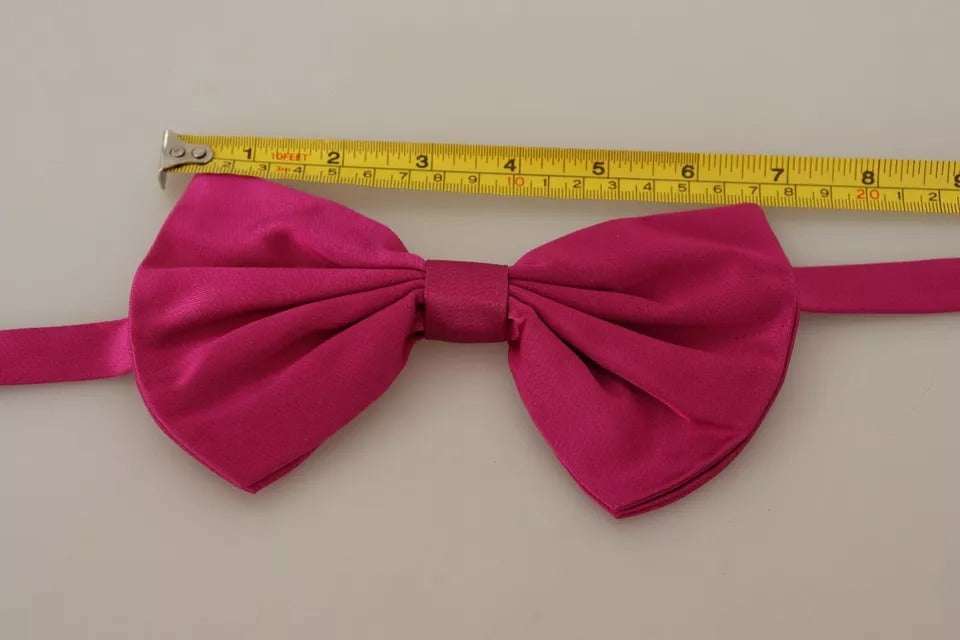 Dolce & Gabbana Pink 100% Silk Adjustable Neck Bow Tie Men