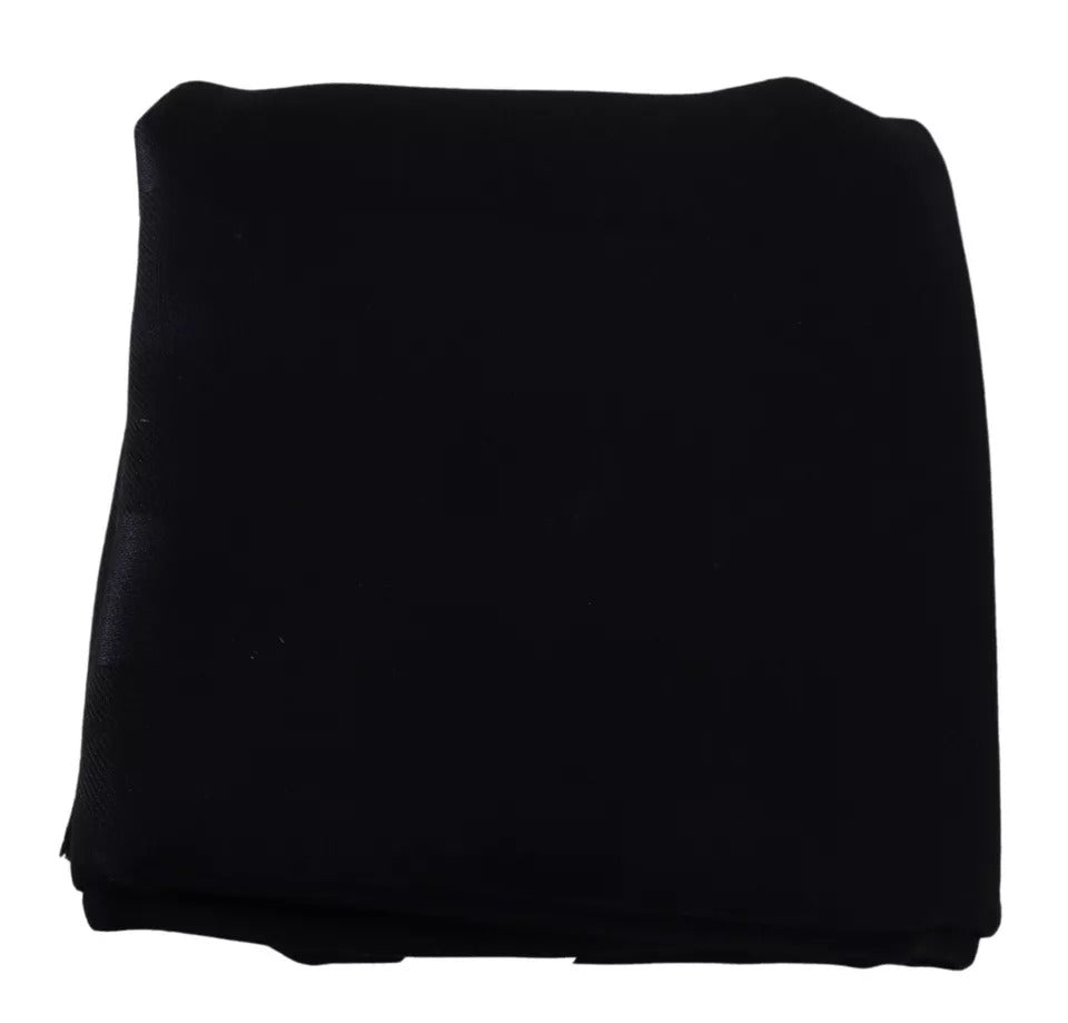 Dolce & Gabbana Black Solid Silk Wool Fringe Wrap Scarf | Regal Royce