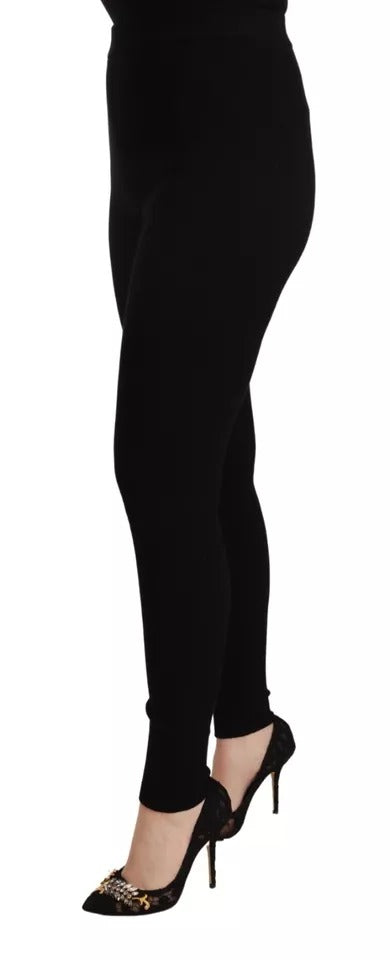 Dolce & Gabbana Black High Waist Stretch Pants Tights | Regal Royce
