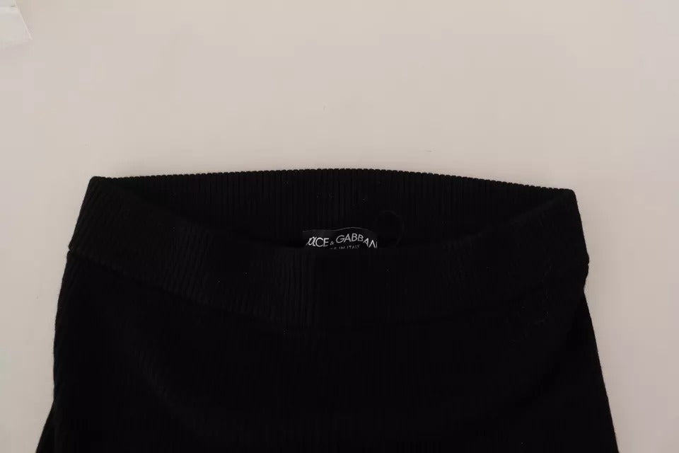 Dolce & Gabbana Black High Waist Stretch Pants Tights | Regal Royce