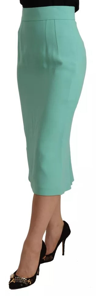 Dolce & Gabbana Mint Green Viscose Pencil Cut Midi Skirt | Regal Royce