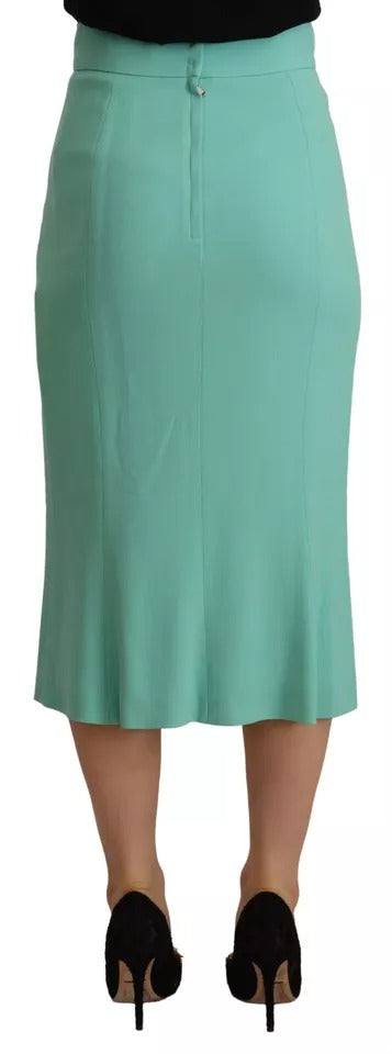 Dolce & Gabbana Mint Green Viscose Pencil Cut Midi Skirt | Regal Royce