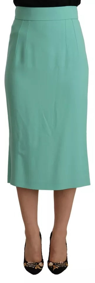 Dolce & Gabbana Mint Green Viscose Pencil Cut Midi Skirt | Regal Royce