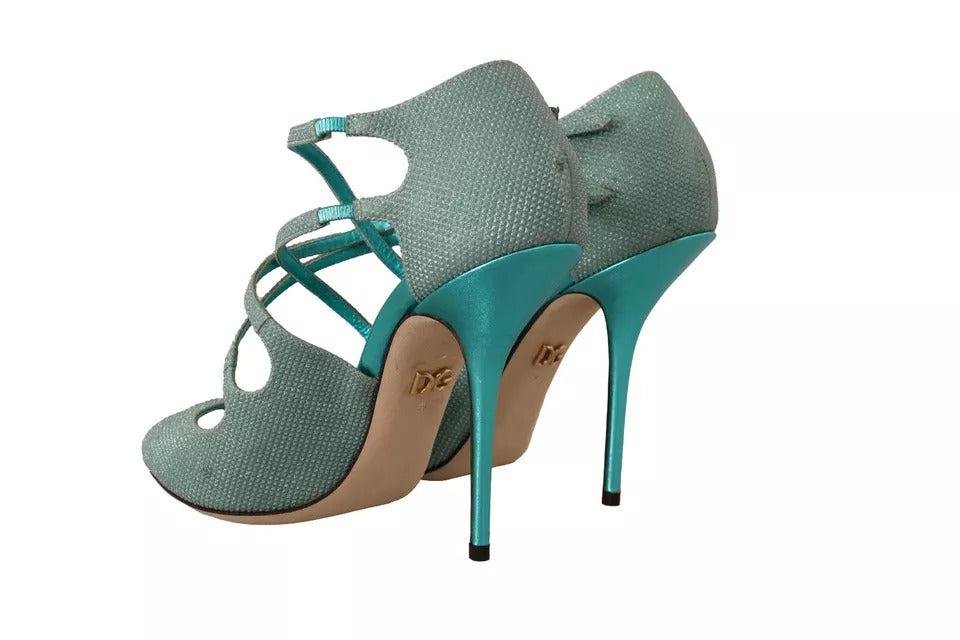 Dolce & Gabbana Blue Glittered Strappy Heels Sandals Shoes | Regal Royce