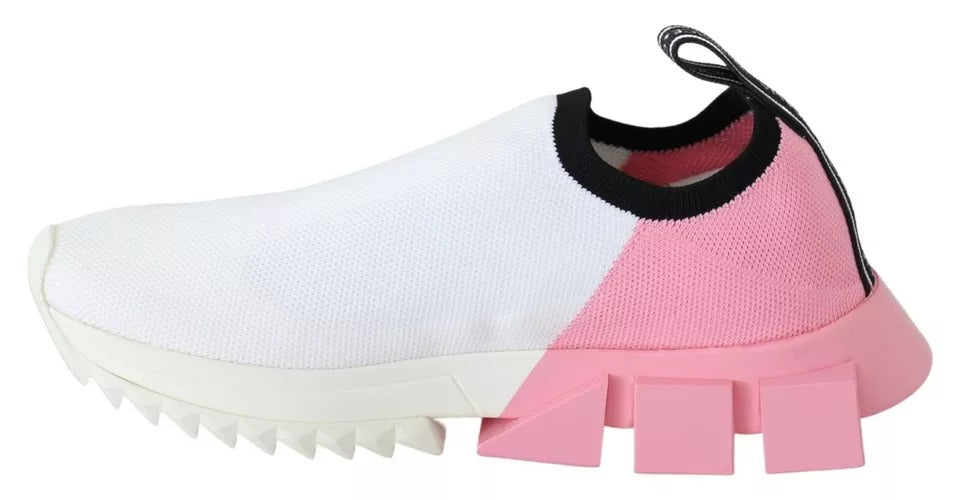 Dolce & Gabbana Pink White Logo Sorrento Sneakers Shoes | Regal Royce