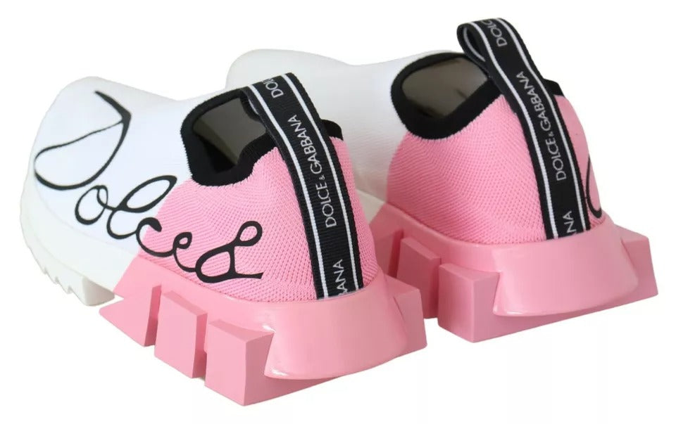 Dolce & Gabbana Pink White Logo Sorrento Sneakers Shoes | Regal Royce