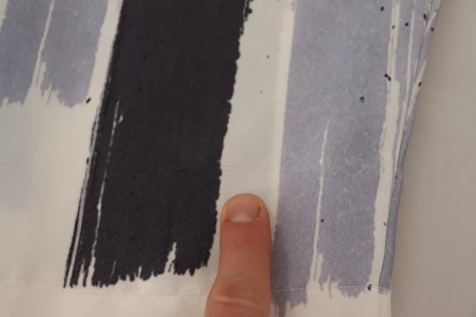 Dolce & Gabbana Blue Striped Silk Tapered Pants | Regal Royce