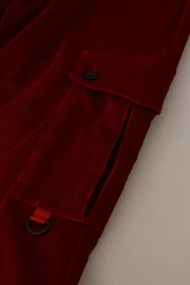 Dolce & Gabbana Red Corduroy Cotton Cargo Skinny Pants | Regal Royce