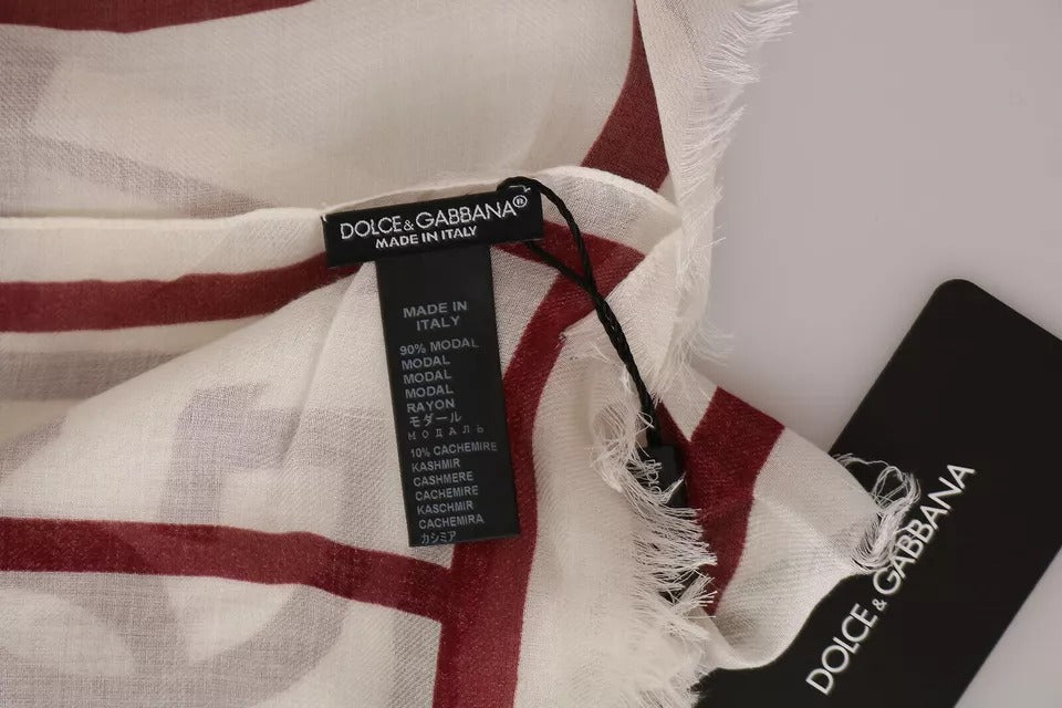 Dolce & Gabbana White Red Printed Wrap Shawl Modal Scarf | Regal Royce