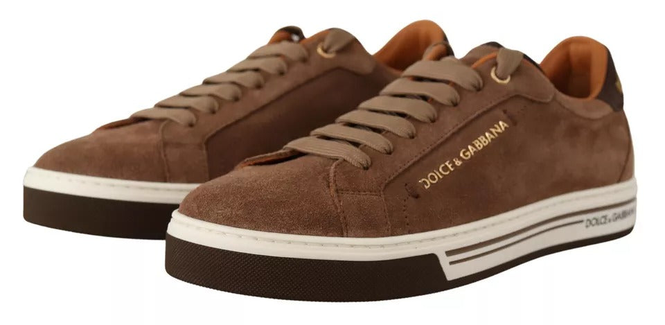Dolce & Gabbana Brown Suede Logo Low Top Sneakers Men Shoes | Regal Royce