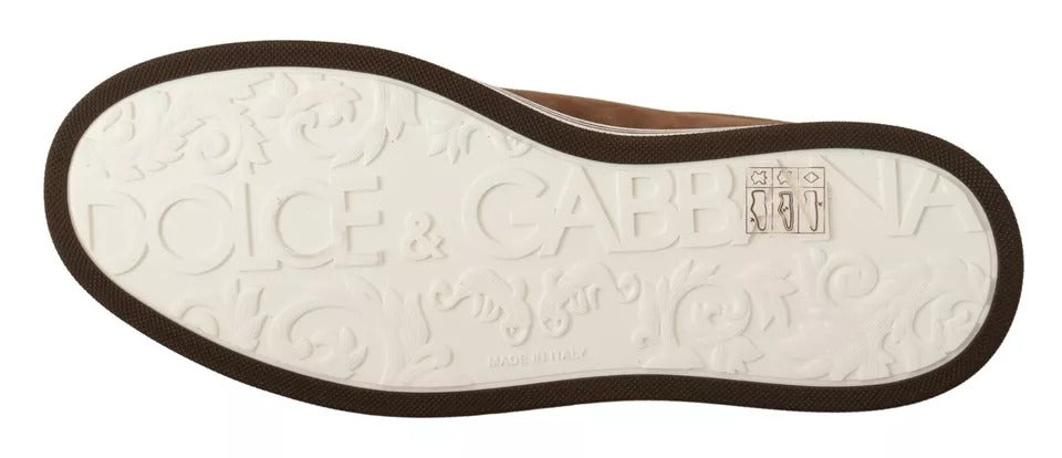 Dolce & Gabbana Brown Suede Logo Low Top Sneakers Men Shoes | Regal Royce