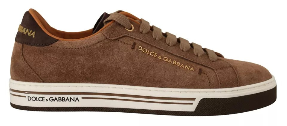 Dolce & Gabbana Brown Suede Logo Low Top Sneakers Men Shoes | Regal Royce