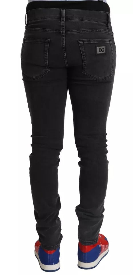 Dolce & Gabbana Gray Running Denim Stretch Logo Skinny Jeans | Regal Royce