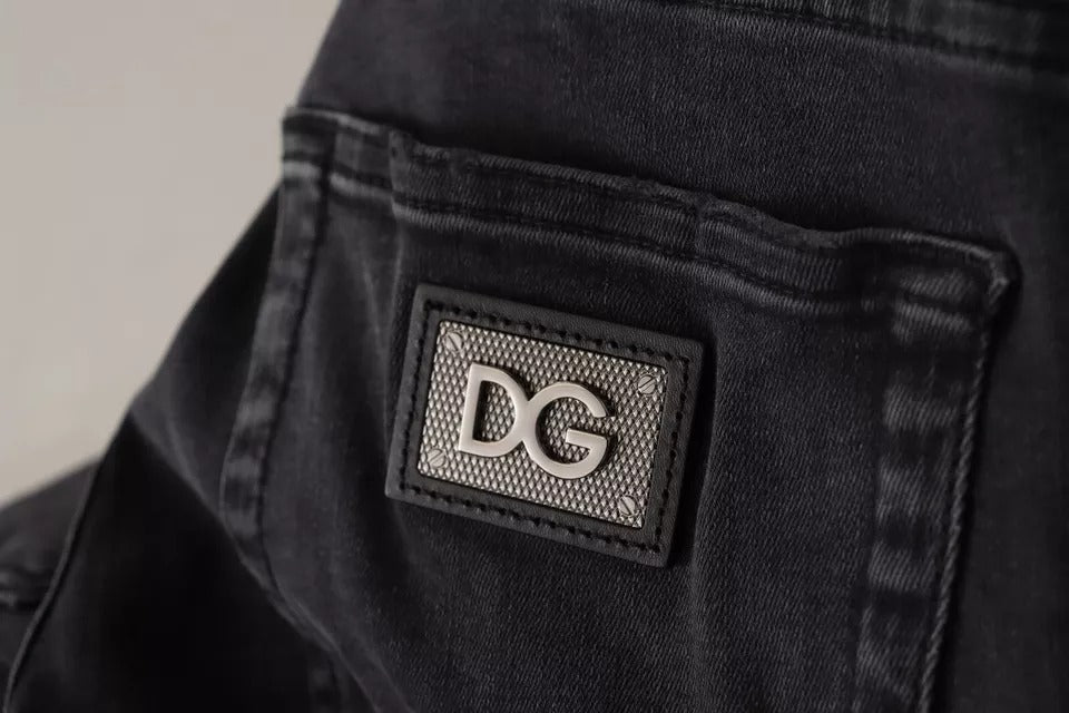 Dolce & Gabbana Gray Running Denim Stretch Logo Skinny Jeans | Regal Royce