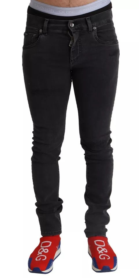 Dolce & Gabbana Gray Running Denim Stretch Logo Skinny Jeans | Regal Royce