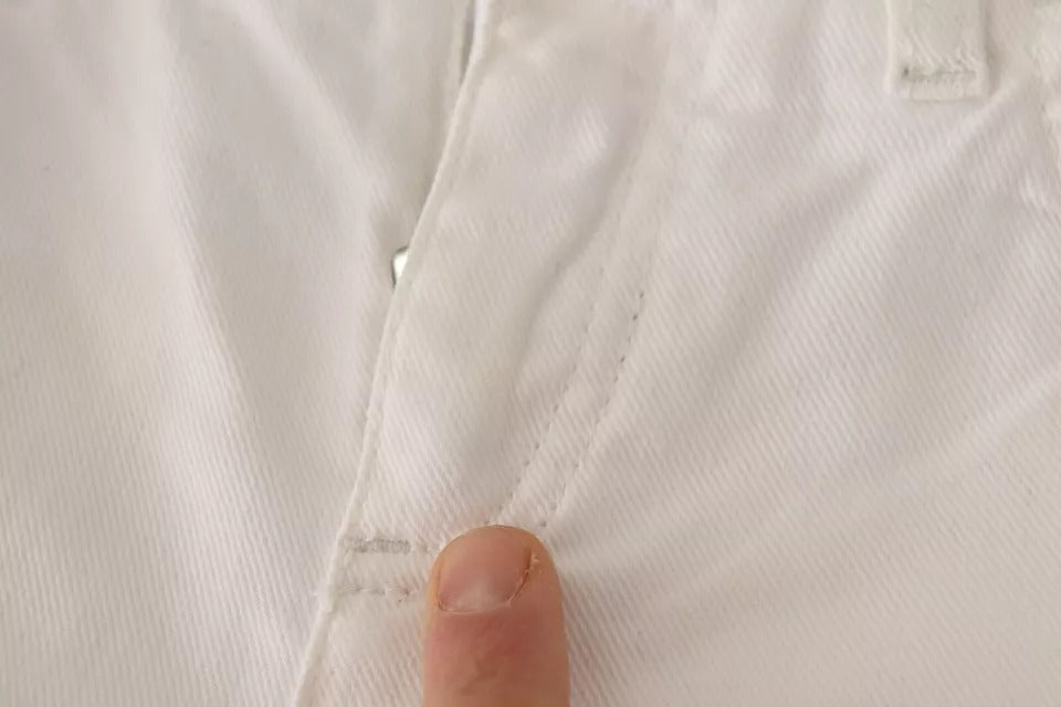 Dolce & Gabbana White Cotton Denim Pretty Slim Fit Jeans | Regal Royce