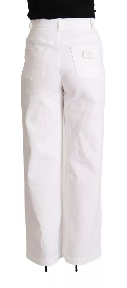 Dolce & Gabbana White MONICA Boot Cut Cotton Denim Jeans | Regal Royce