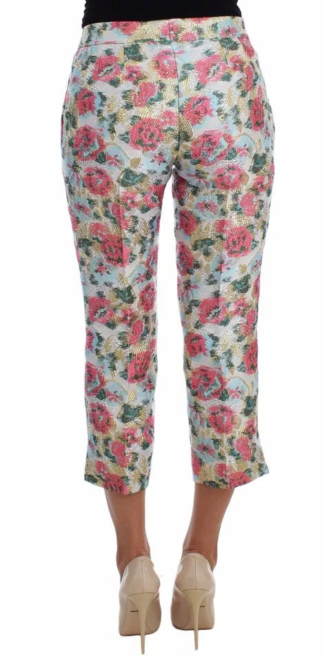 Dolce & Gabbana White Pink Floral Brocade Pants | Regal Royce