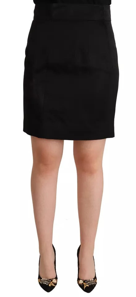 Dolce & Gabbana Black Silk High Waist Mini Pencil Cut Skirt | Regal Royce