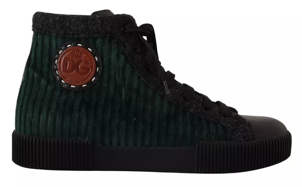Dolce & Gabbana Green Corduroy High Tops Sneakers Mens Casual Shoes | Regal Royce
