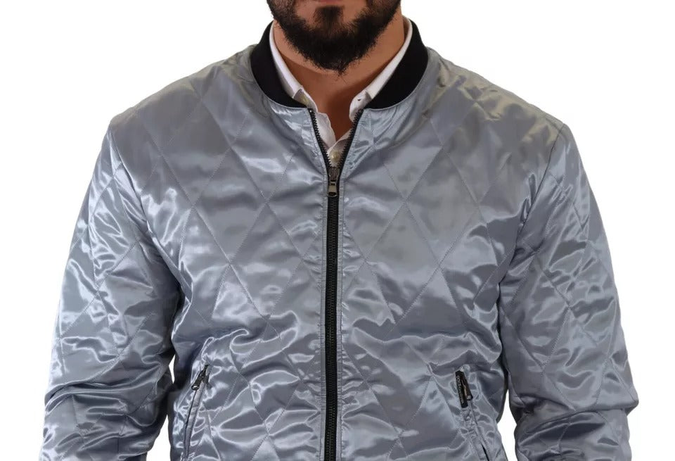 Dolce & Gabbana Light Blue Bomber Coat Men Jacket | Regal Royce