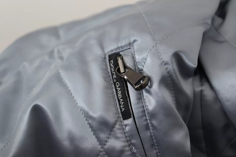 Dolce & Gabbana Light Blue Bomber Coat Men Jacket | Regal Royce