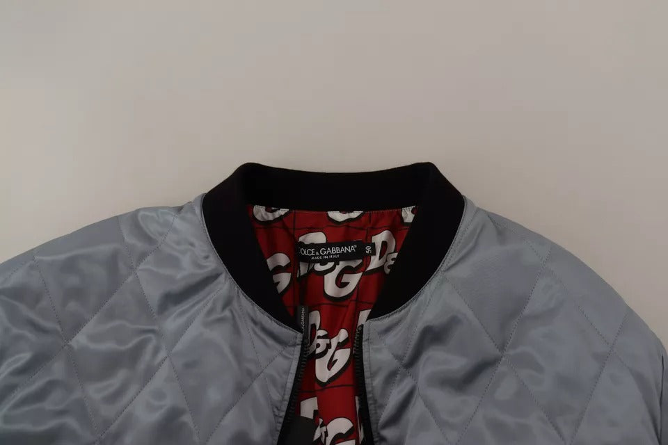 Dolce & Gabbana Light Blue Bomber Coat Men Jacket | Regal Royce