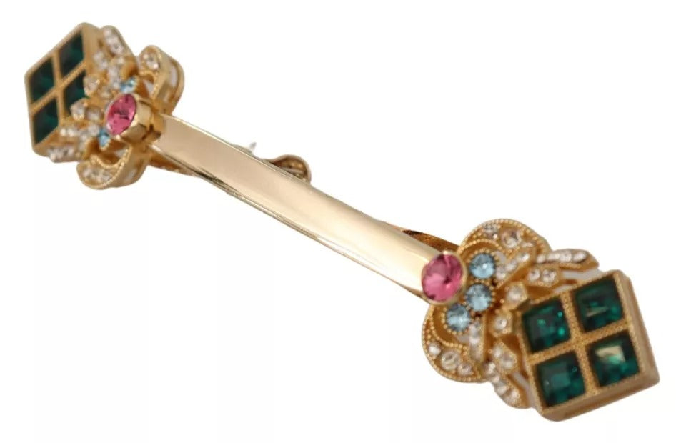 Dolce & Gabbana Gold Plated 925 Sterling Silver Crystal Collar Stop Brooch | Regal Royce