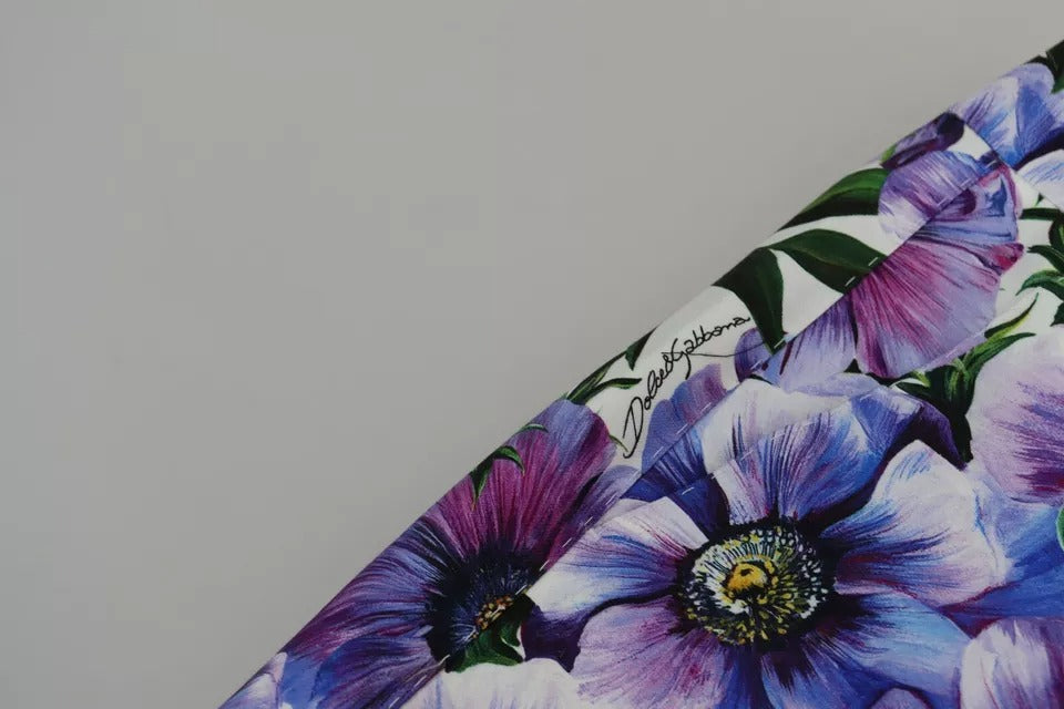 Dolce & Gabbana Purple Floral Print Tapered Cotton Pants | Regal Royce