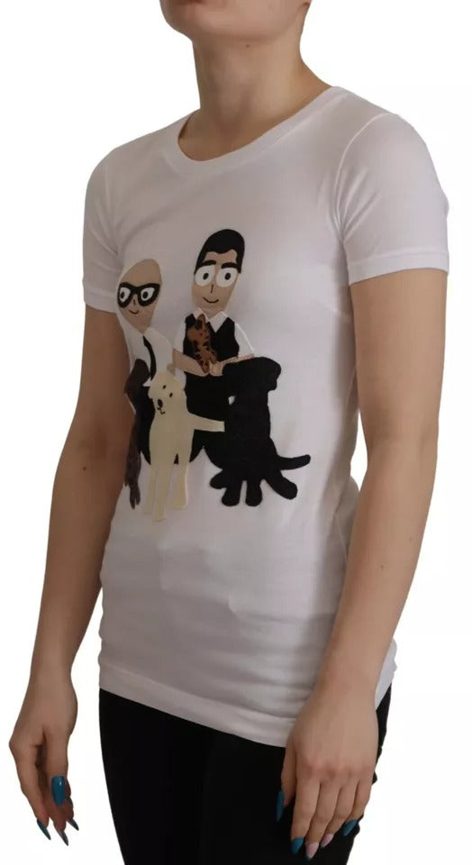 Dolce & Gabbana White #DGFamily Patch Top Cotton T-shirt | Regal Royce